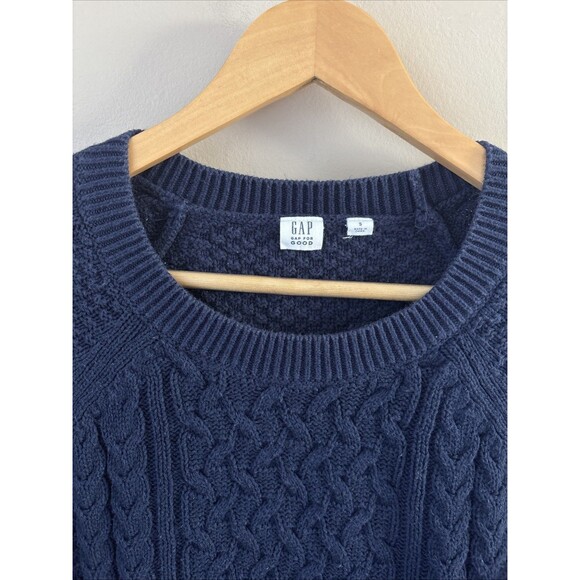 GAP Women’s Small Navy Blue Cable Knit Sweater Pullover Classic Cozy Knit - Picture 3 of 7